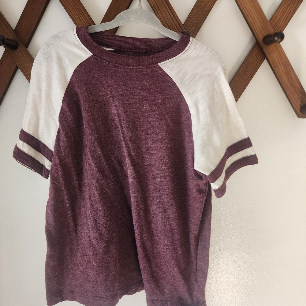 Old Navy Maroon and White Kids Short Sleeve Tee